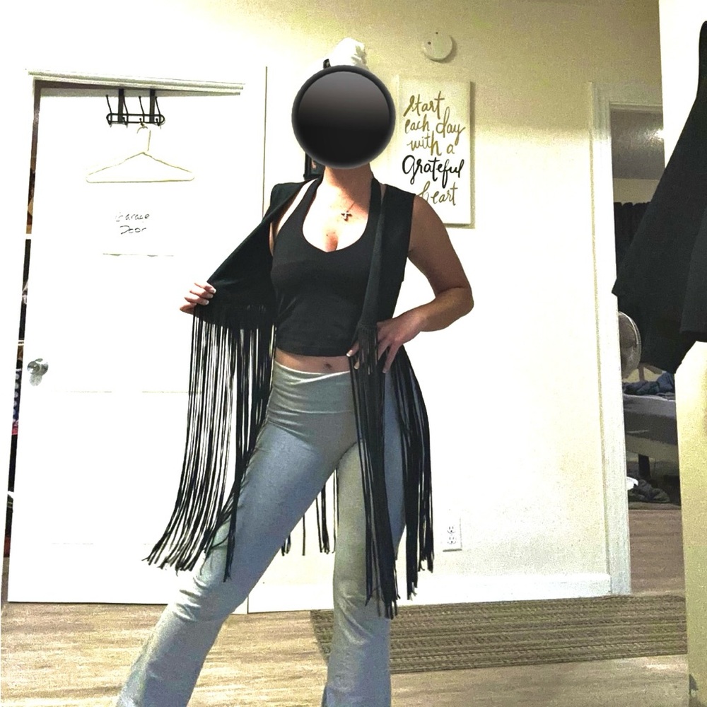 Faux Suede Fringe Vest